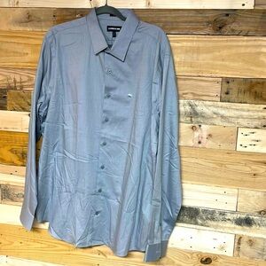 Express 1MX size XXL Slim gray button down dress shirt easy care quick dry